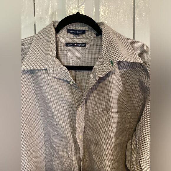 Tommy Hilfiger - Big Men’s Weekend Classics Brown Plaid Shirt - Sz 17-1/2” - Picture 2 of 5
